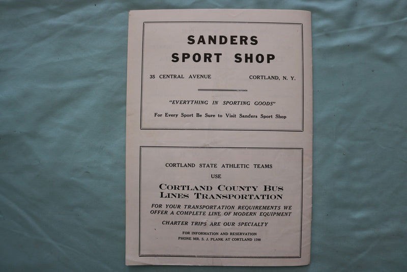 1949 SEPTEMBER 24 SPRINGFIELD VS. CORTLAND STATE FOOTBALL PROGRAM - K 3392