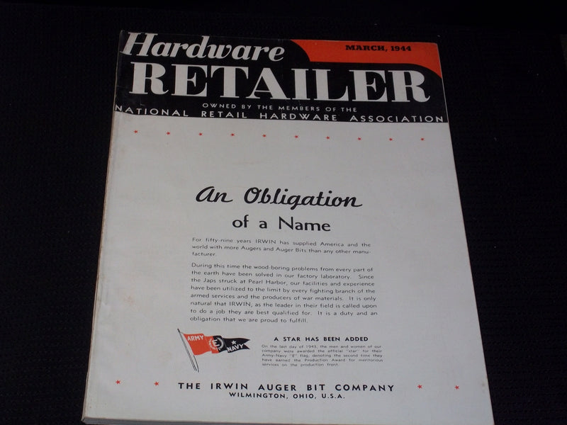 1944 MARCH HARDWARE RETAILER MAGAZINE - IRWIN COVER - E 3565