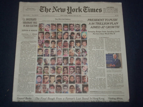 2021 MAY 28 NEW YORK TIMES - BIDEN TO PUSH A $6 TRILLION PLAN AIMED AT GROWTH