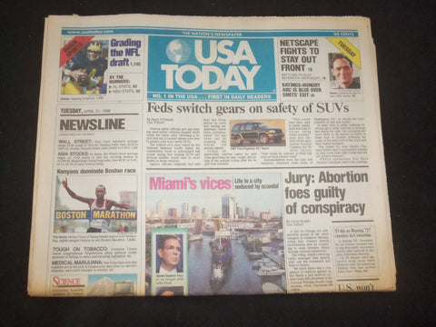 1998 APRIL 21 USA TODAY NEWSPAPER - ABORTION FOES GUILTY OF CONSPIRACY - NP 7916
