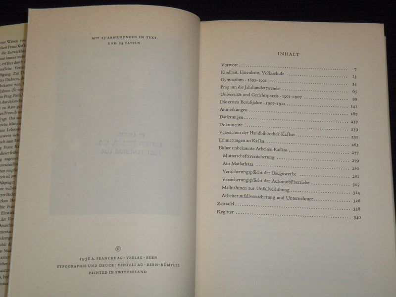 1958-1961 FRANZ KAFKA BOOK LOT OF 2 - EINE BIOGRAPHIE -DIE EZRAHLUNGEN- KD 6494A