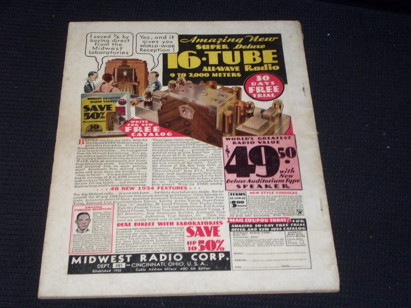 1934 JANUARY SHORT WAVE CRAFT MAGAZINE NICE COVERS & INSIDE CONTENT - E 2356