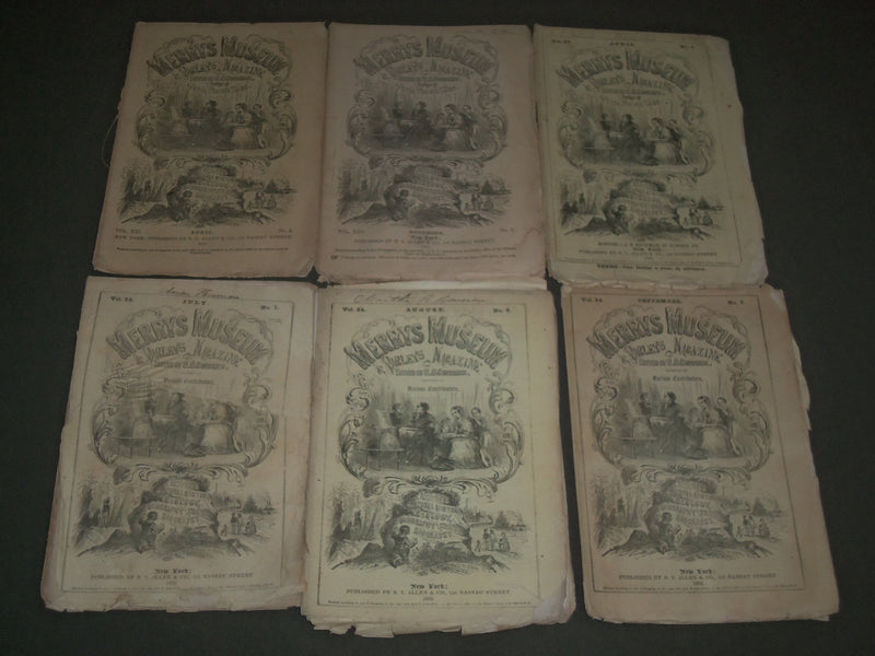 1851-1852 MERRY'S MUSEUM AND PARLEY'S PLAYMATE MAGAZINE LOT OF 6 - WR 1180L