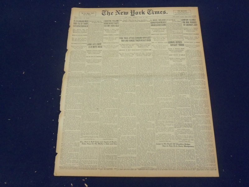 1922 JUNE 26 NEW YORK TIMES - COMPANY BLAMED FOR MINE MURDERS - NT 8407