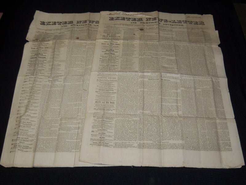 1849 EXETER NEWS LETTER ROCKINGHAM ADVERTISER - NEW HAMPSHIRE LOT OF 2 - K 56