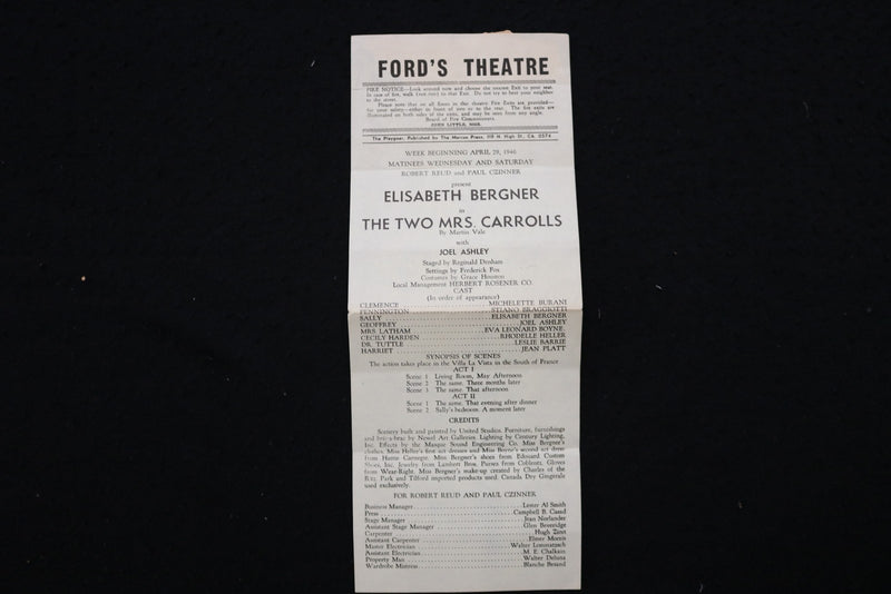 1945-1946 FORD'S THEATRE PROGRAMS - LOT OF 5 - BALTIMORE - K 2821
