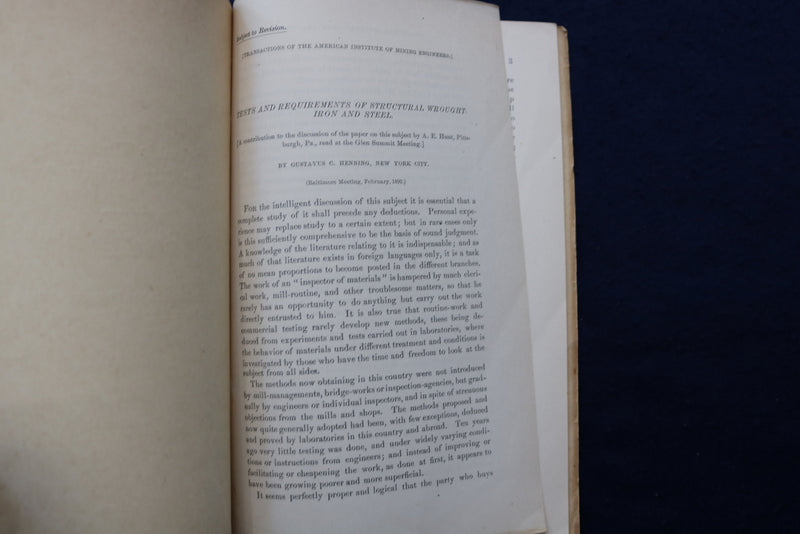 1892 COLUMBIA UNIVERSITY SCHOOL OF MINES REPORT SOFTCOVER BOOKLET - K 934
