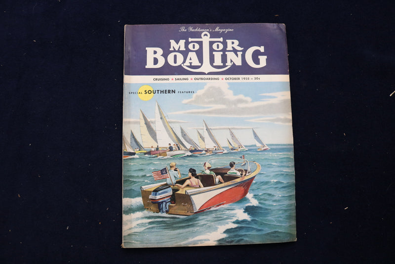 1958 OCTOBER MOTOR BOATING MAGAZINE - SPECIAL SOUTHERN FEATURES COVER - E 11716