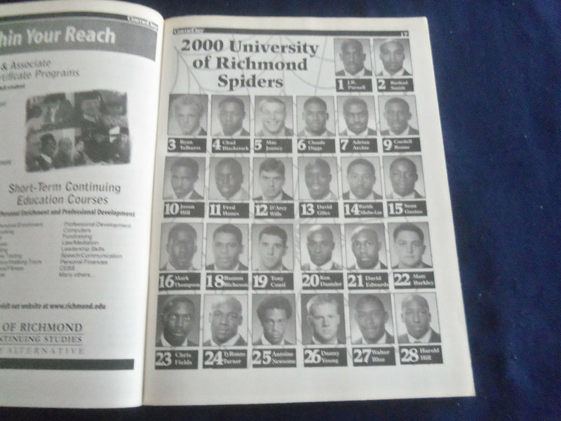 2000 NOV 11 FOOTBALL PROGRAM - UNIV OF RICHMOND VS JAMES MADISON UNIV - SP 1217I