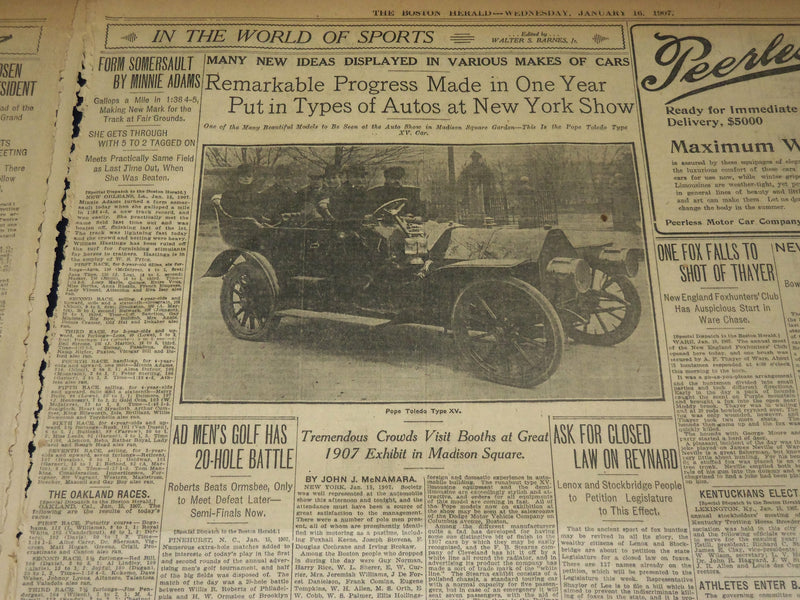 1907 JANUARY 16 THE BOSTON HERALD - 100 SLAIN IN KINGSTON QUAKE - BH 327