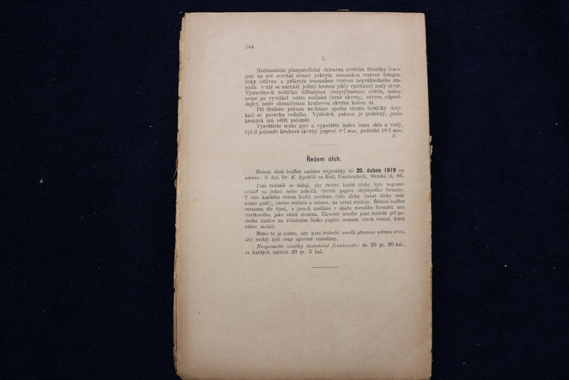 1918-1920 MATHEMATIKY A FYSIKY - CZECH TEXT - LOT OF 4 - O 3429
