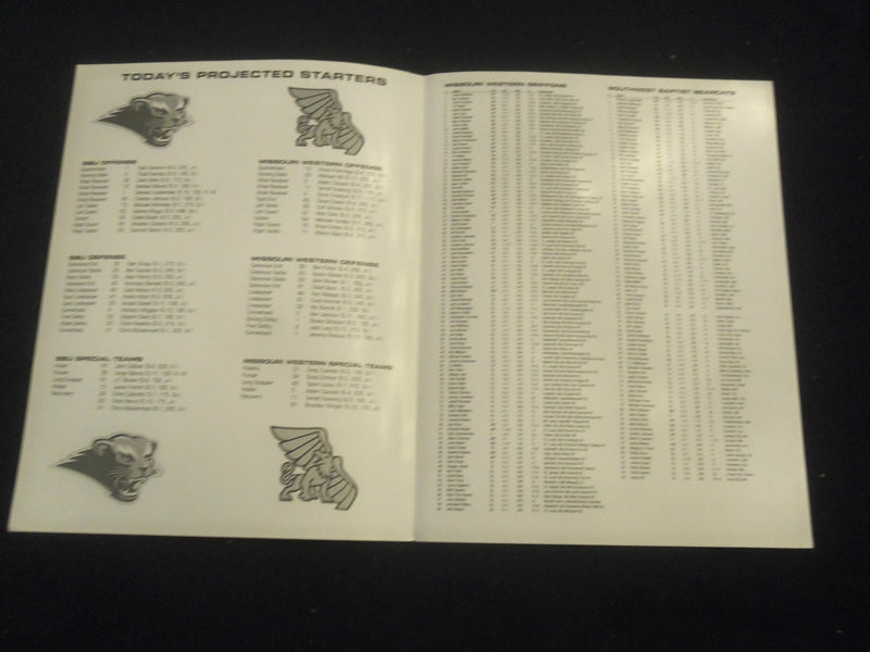 2011 OCT 29 FOOTBALL PROGRAM - S.W. BAPTIST UNIV VS MI. WESTERN UNIV - SP 1219C