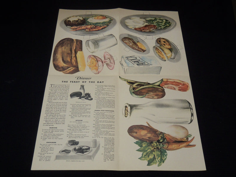 1931 DAIRYMEN'S FOOD MODELS FOLD-OUTS LOT OF 3 - BREAKFAST, LUNCH DINNER- K 2174