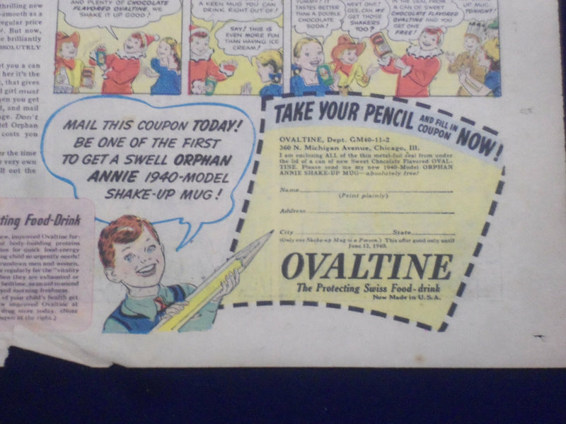 1933-1940 OVALTINE FULL PAGE COLOR COMICS ADS - LOT OF 7 - NP 5255
