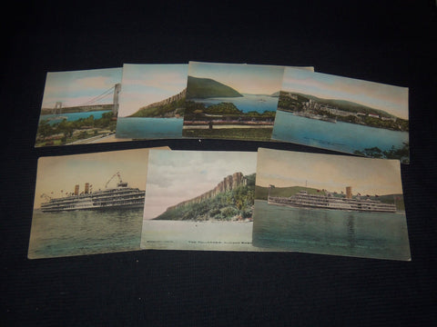 1900'S HUDSON RIVER DAY LINE ALBERTYPE HAND COLORED POSTCARDS LOT OF 7 - K 2716C
