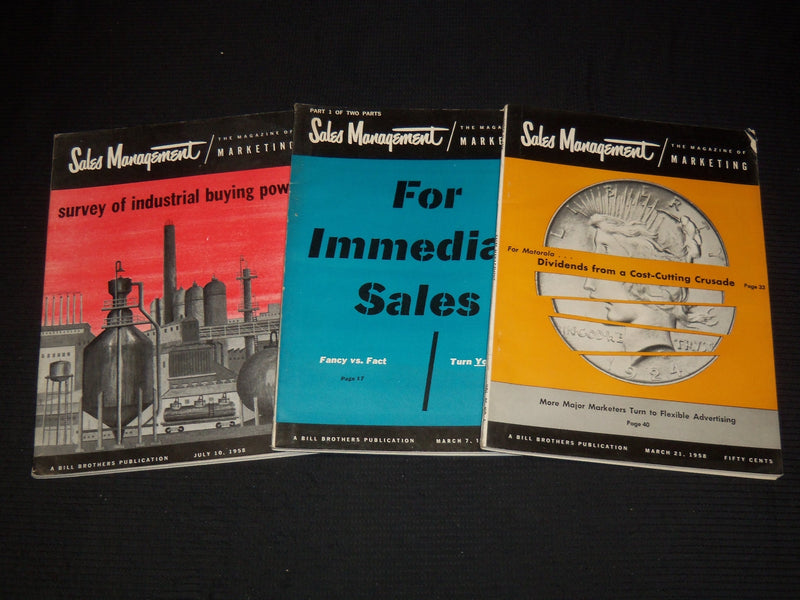 1958 SALES MANAGEMENT MAGAZINE OF MARKETING LOT OF 3 ISSUES - WR 555F