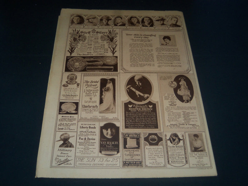 1919 APRIL 20 BALTIMORE SUN NEWSPAPER PICTURE SECTION - WAR MAP - NT 7374