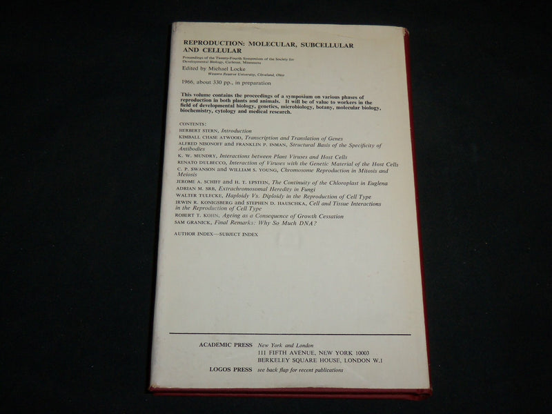 1966 ADVANCES IN REPRODUCTIVE PHYSIOLOGY BOOK EDITED BY ANNE MCLAREN - KD 6628
