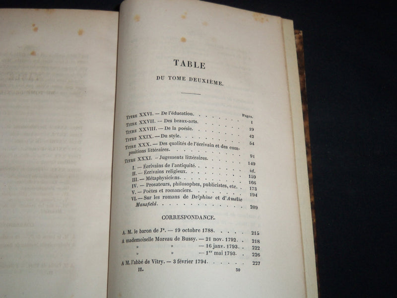 1842 PENSEES ESSAIS ET MAXIMES DE JOUBERT FRENCH VOLUME - PART 1 & 2- KD 4815C