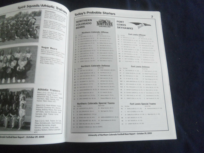2005 OCT 29 FOOTBALL PROGRAM -UNIV NO. COLORADO VS FORT LEWIS COLLEGE - SP 1217J