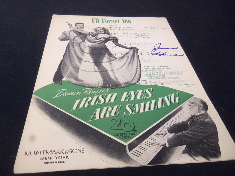 JUNE HAVER I'LL FORGET YOU AUTOGRAPHED SHEET MUSIC - AM 15