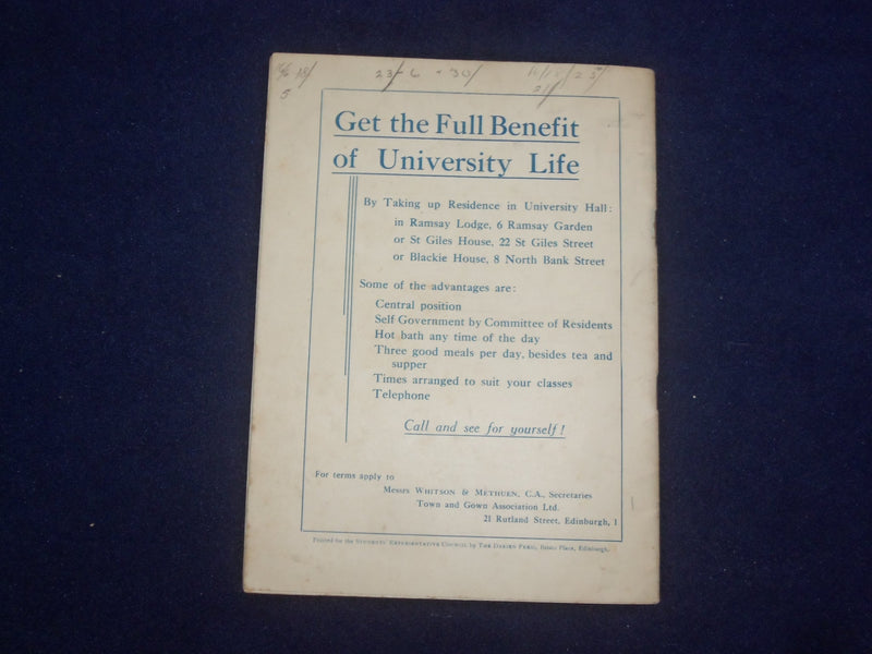 1938 FEB 1 THE STUDENT EDINBURGH UNIVERSITY MAGAZINE - JUBILEE NUMBER - J 9473