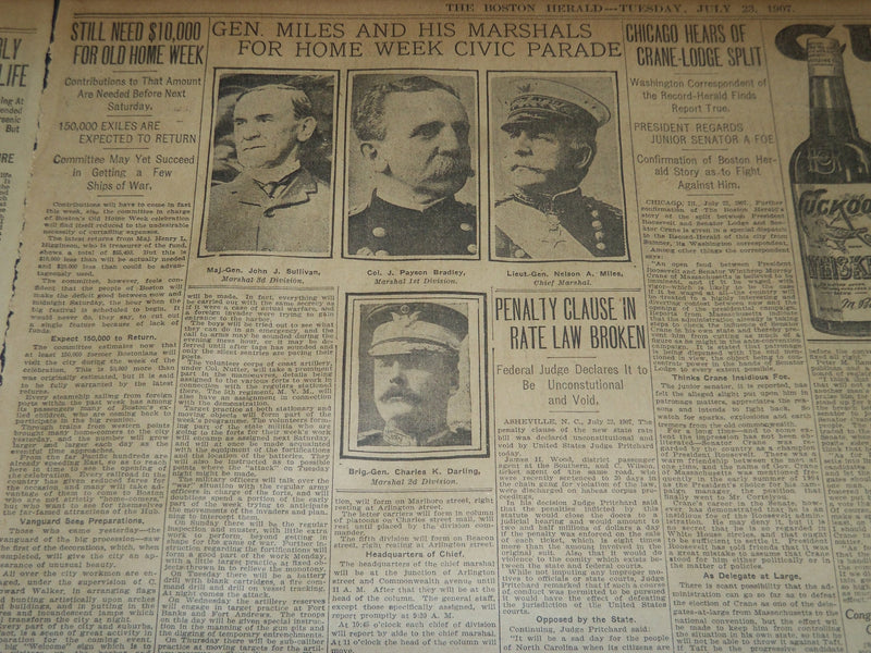 1907 JULY 23 THE BOSTON HERALD - 200 ARE RESCUED FROM COLUMBIA - BH 256