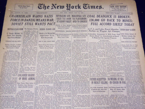 1939 MAY 12 NEW YORK TIMES - COAL DEADLOCK IS BROKEN - NT 3070