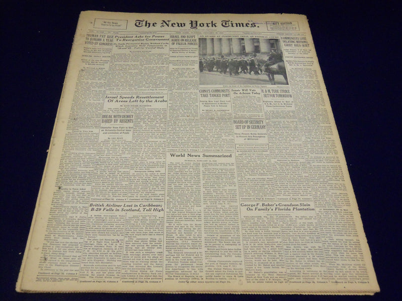1949 JANUARY 18 NEW YORK TIMES - COMMUNISTS LOSE DELAYING MOTIONS - NT 2658