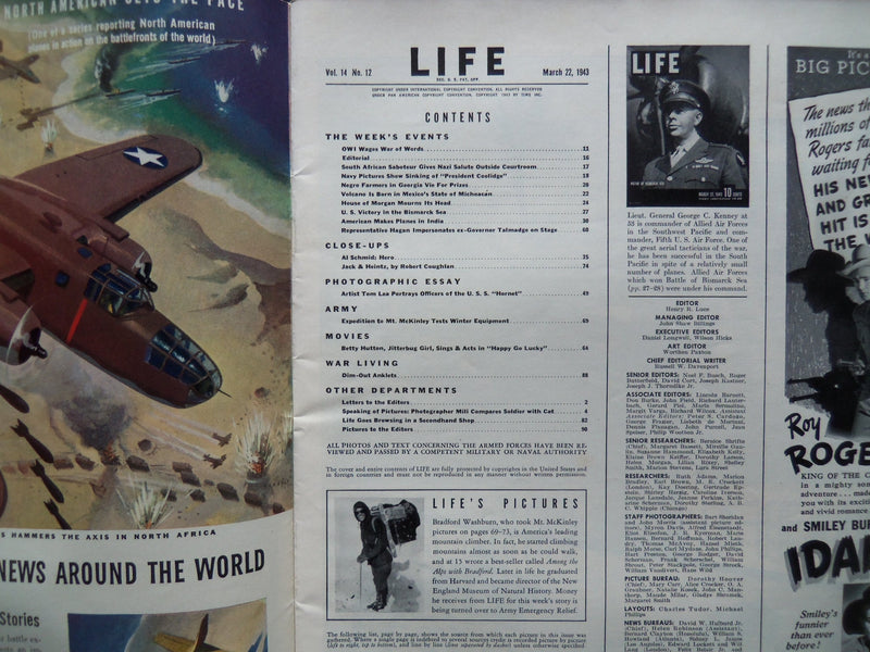 1943 MARCH 22 LIFE MAGAZINE - GENERAL GEORGE KENNEY - L 331