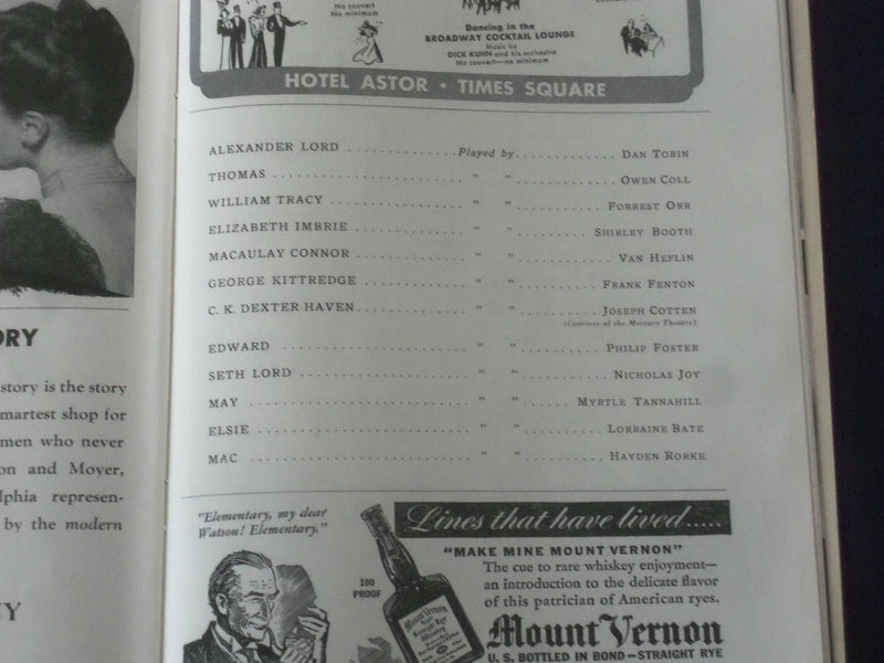 1940 JAN 1 PLAYBILL PROGRAM - THE PHILADELPHIA STORY - HEPBURN - COTTON - J 6473