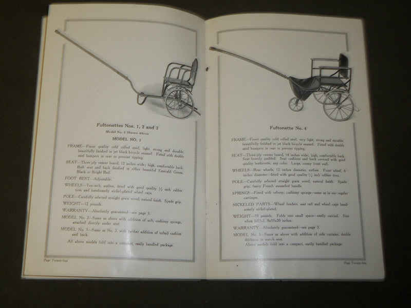 1920'S FULTON FOLDING GO-CARTS AND BABY CARRIAGES CATALOG - CHICAGO - J 3830