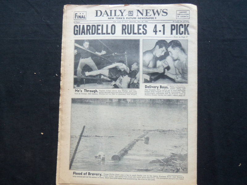 1954 MAY 22 NY DAILY NEWS NEWSPAPER - GIARDELLO RULES 4-1 PICK - NP 2482