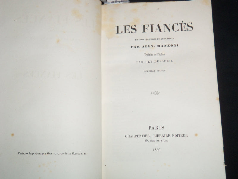1850 LES FIANCES VOLUME BY ALEX MANZONI - FRENCH - KD 4815A