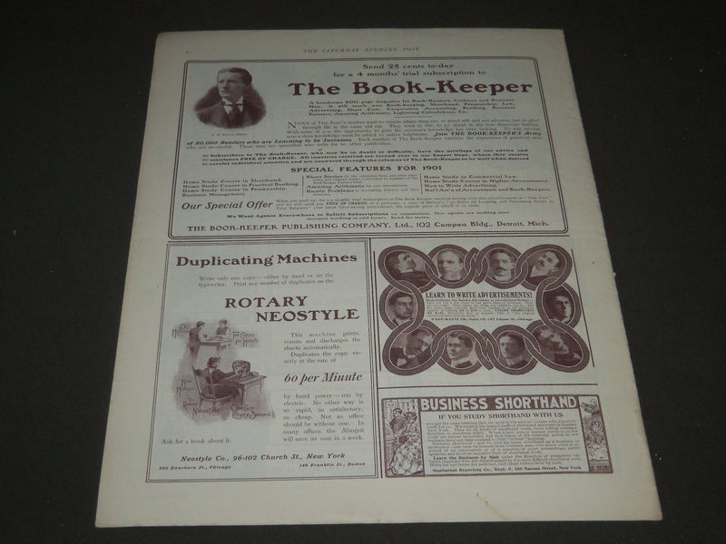 1901 SEPT 28 THE SATURDAY EVENING POST MAGAZINE - ILLUSTRATED COVER - SP 551