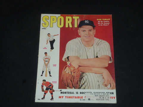 1955 APRIL SPORT MAGAZINE - BOB TURLEY COVER - SP 8487