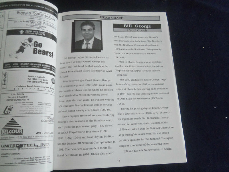 2000 OCTOBER 28 FOOTBALL PROGRAM - COAST GUARD VS PLYMOUTH STATE UNIV - SP 1215L