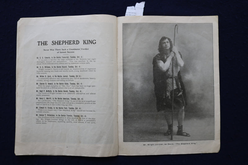 1904 OCTOBER 10 THE SHEPHERD KING - MAJESTIC THEATRE - PROGRAM - BOSTON - K 1661