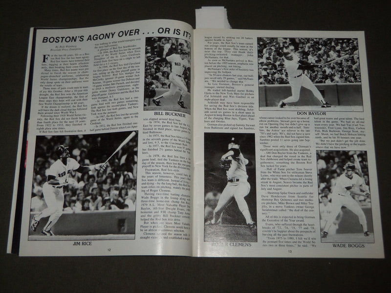 1986 ANGELS VS. REDSOX PLAYOFF BASEBALL PROGRAM - HALO MAGAZINE - J 2724