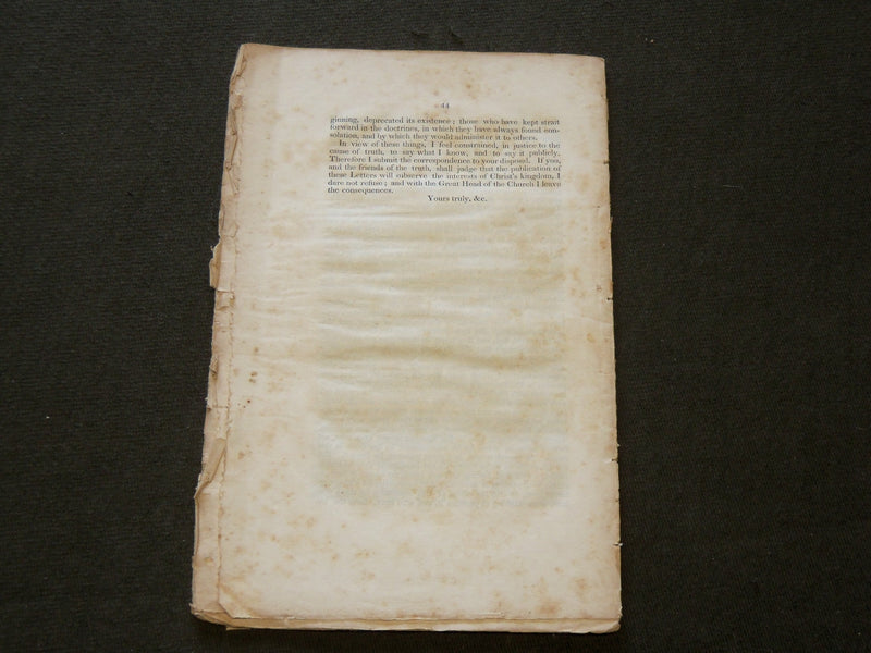 1832 CONNECTICUT THEOLOGICAL SPECULATIONS LETTERS BY AN EDWARDEAN - J 6172