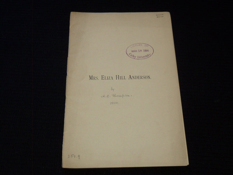 1888 MRS. ELIZA HILL ANDERSON FUNERAL ADDRESS - J 7543