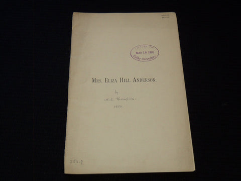 1888 MRS. ELIZA HILL ANDERSON FUNERAL ADDRESS - J 7543