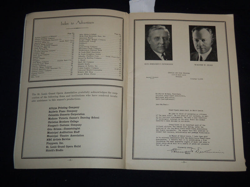 1939 ST. LOUIS GRAND OPERA ASSOCIATION PROGRAM - FALL SEASON - J 9047