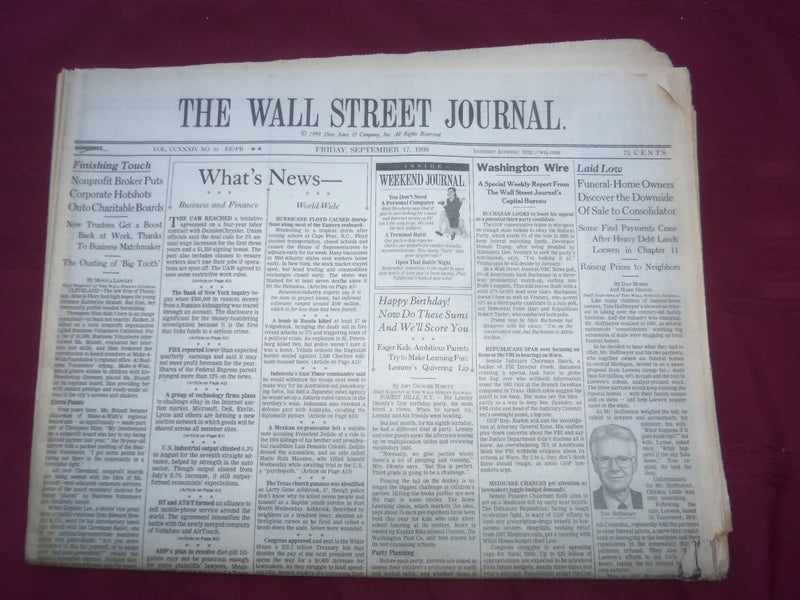 1999 SEPTEMBER 17 THE WALL STREET JOURNAL - FINISHING TOUCH - LAID LOW - WJ 18