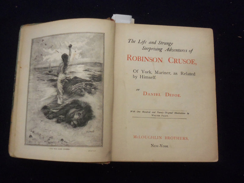 1890'S ROBINSON CRUSOE HARDCOVER BOOK BY DANIEL DEFOE - KD 8360