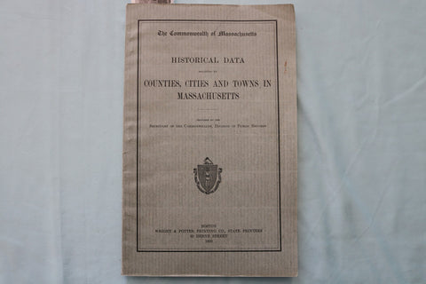 1920 MASSACHUSETTS HISTORICAL DATA - COUNTIES-CITIES - SOFTCOVER BOOK - K 3431