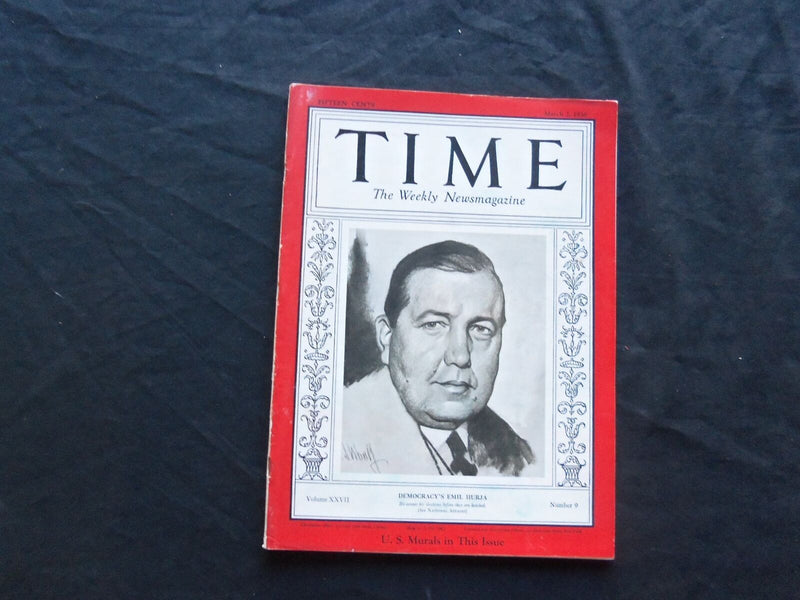 1936 MARCH 2 TIME MAGAZINE - EMIL HURJA - T 506
