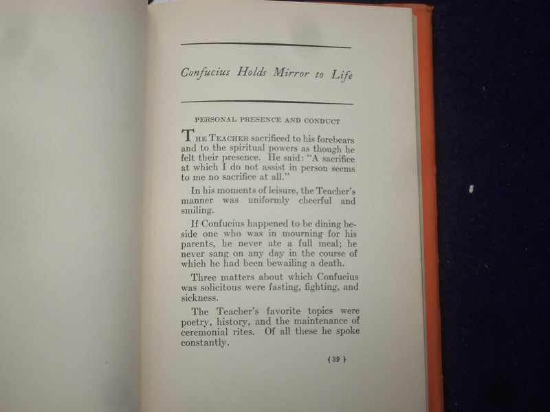 1943 CONFUCIUS SAID IT FIRST HARDCOVER BOOK - INSCRIBED BY TEHYI HSIEH - KD 8792