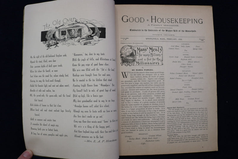 1892 FEBRUARY GOOD HOUSEKEEPING MAGAZINE - ILLUSTRATED COVER & STORIES - E 11731