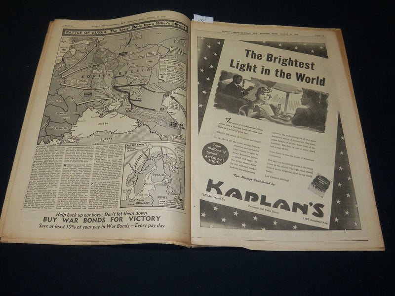 1942 AUGUST 30 STANDARD-TIMES SUNDAY NEWSPAPER - NEW BEDFORD, MASS - NP 4948